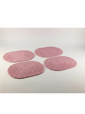Set of 4 Pink Oval Crochet Placemats - 11” x 17”